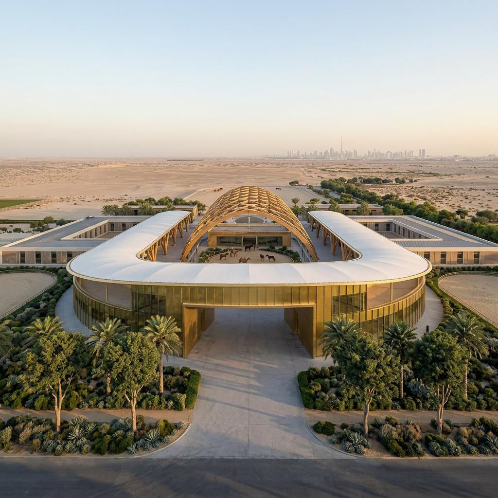 Equestrian Centre of Excellence — sweeping golden lattice roof structure